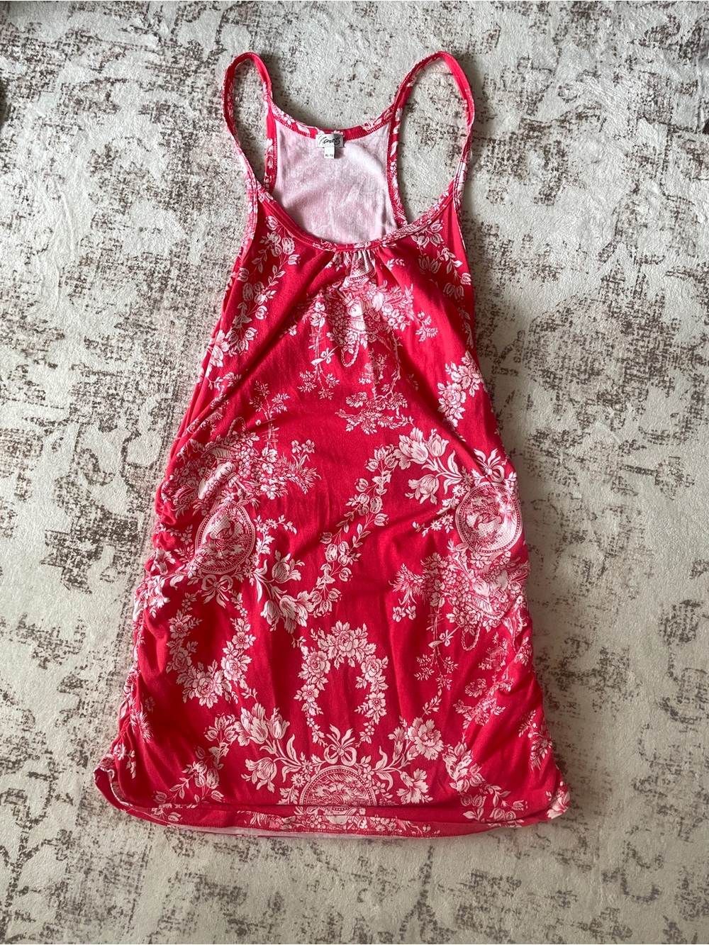 Women’s Coral-Red Floral Racerback Slip Dress
